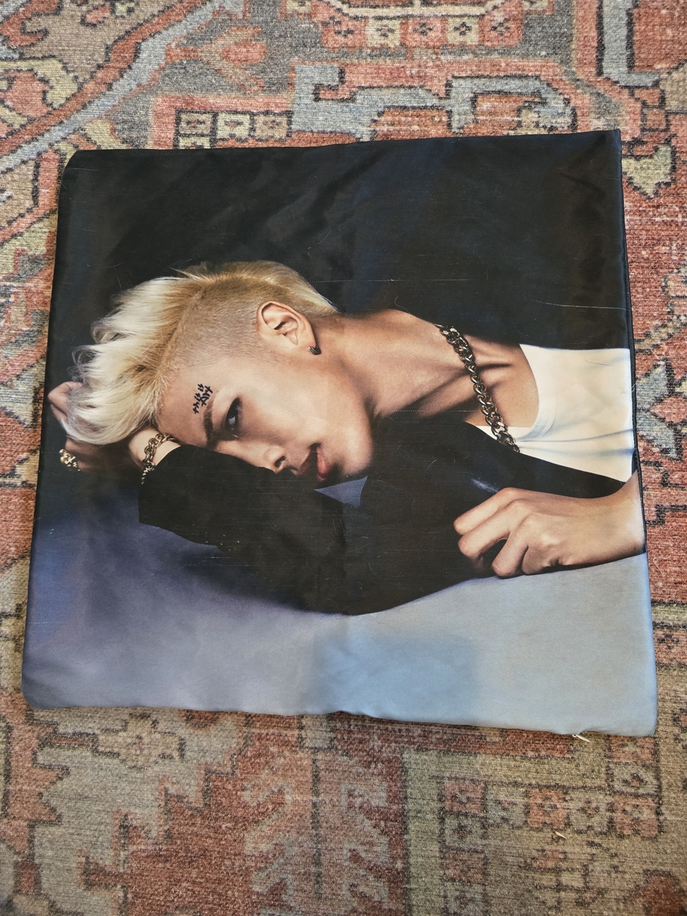 K-pop Idol RM Photo Pillow Cover - Black, Blonde, Cream Tones